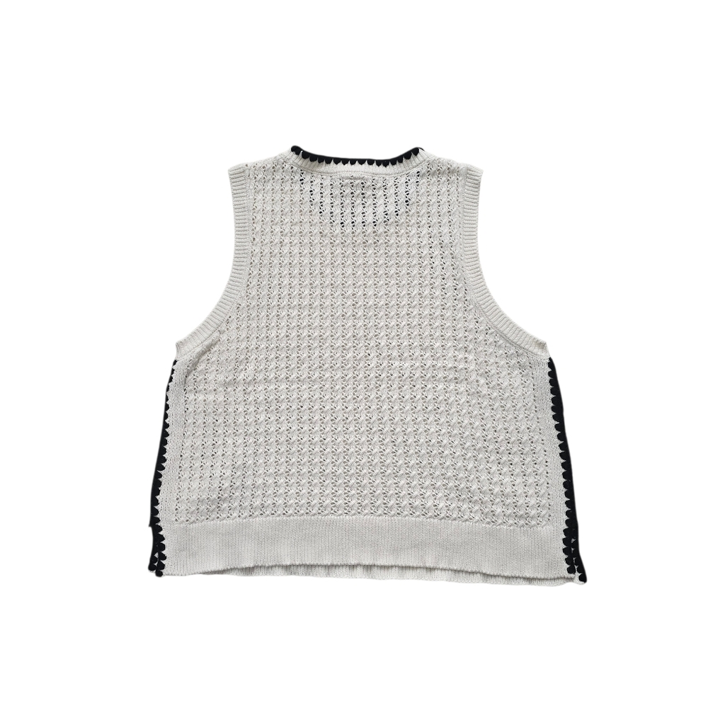 Magaschoni Open Knit Sweater Vest Top Medium Coastal Grandmother Quiet Luxury - Picture 6 of 9